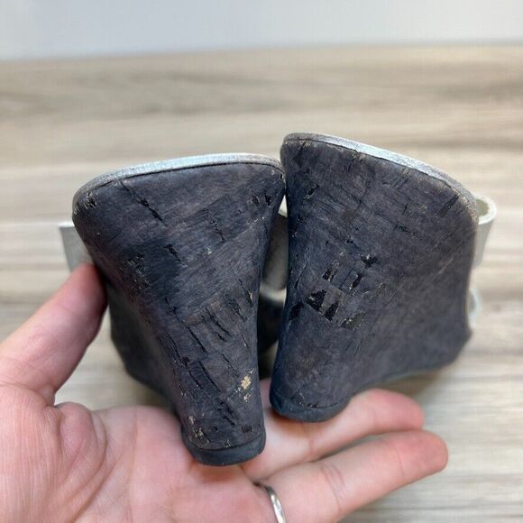 Kork Ease Geena Size 5 Silver Womens Wedge Sandals Cork Slip On Shoes - Picture 4 of 12